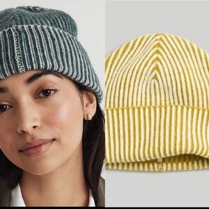 Madewell one size fits all yellow/white beanie. Wool. Euc